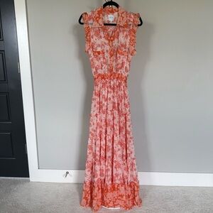 Misa Los Angeles Floral Coral Maxi Dress